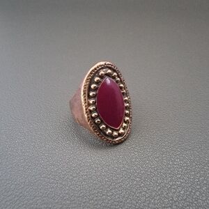 Vintage Copper-Tone Maroon Enamel Ring – Symbol of Energy, Love & Balance
